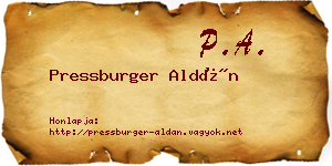 Pressburger Aldán névjegykártya